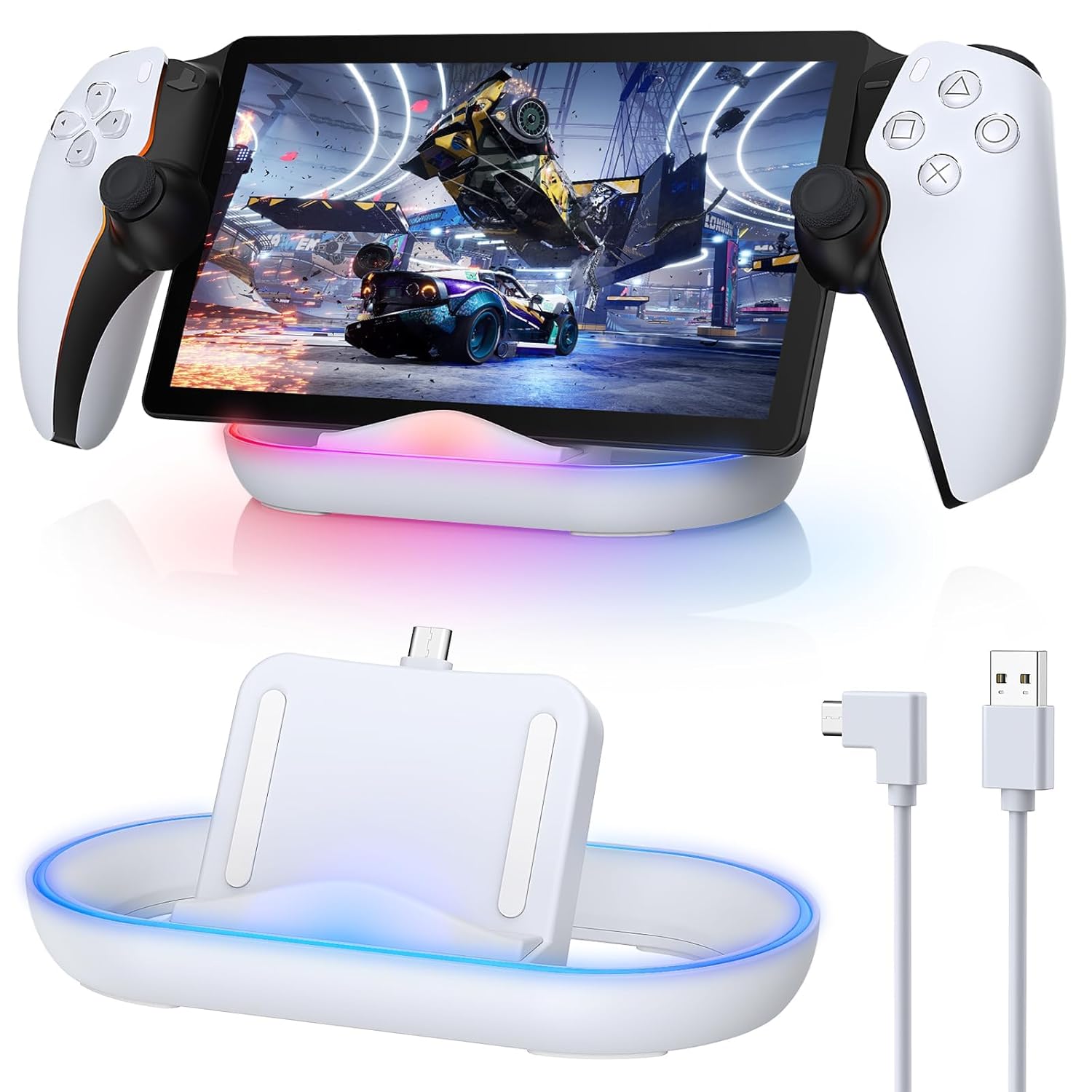 FASTSNAIL LED Charger for PS Portal, Accessory Compatible with Playstation Portal Remote Player, PSP Charging Stand