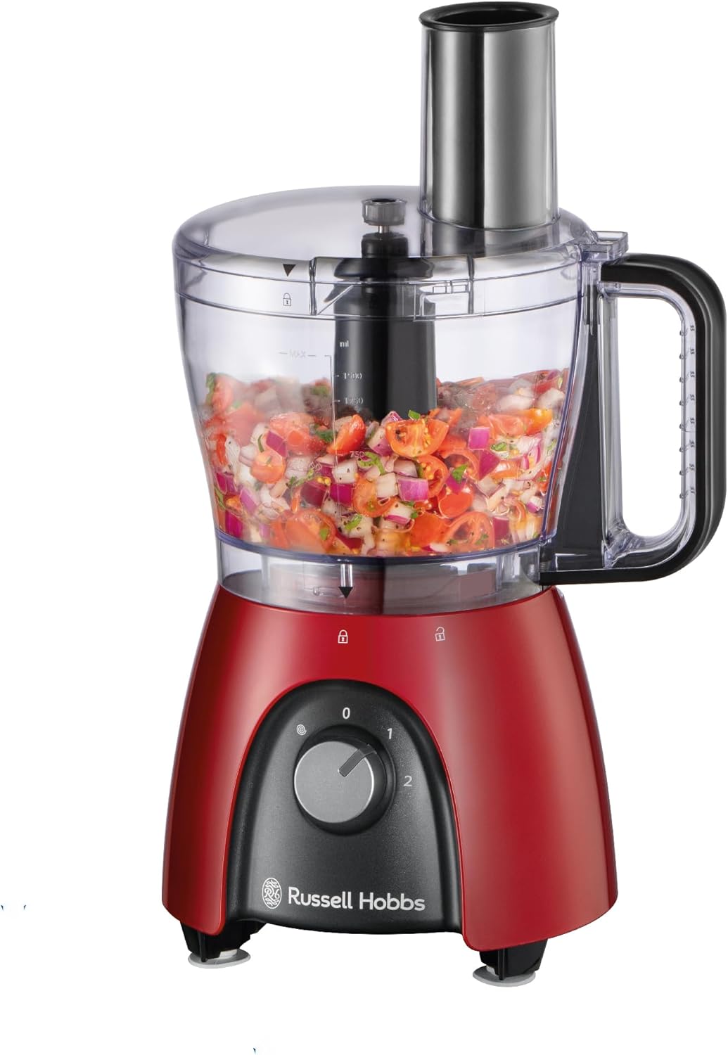 Russell Hobbs Multifunctional Food Processor [Mixer/Blender/Grater/Chopper/Mixer/Beater] Robot (Knead, Mix & Cut, Etc., + Accessories, Dishwasher Safe, Max 900W) Red 27110-56