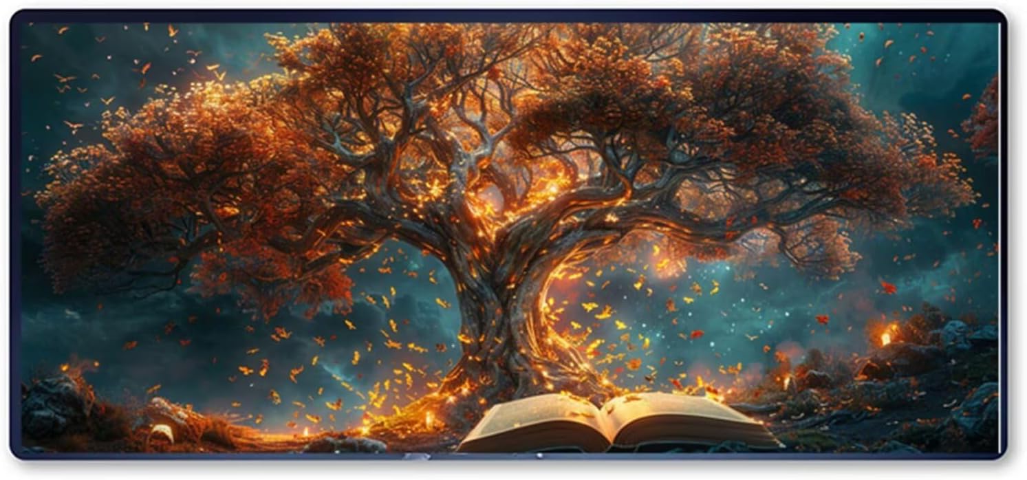 Gaming Mouse Pad, Large Mouse Mat XXL 800 x 400 x 3 mm, Fantasy Mouse Mat for Keyboard and Office, with Stitched Edges and Non-Slip Back, for Keyboard Mouse Gaming Accessory
