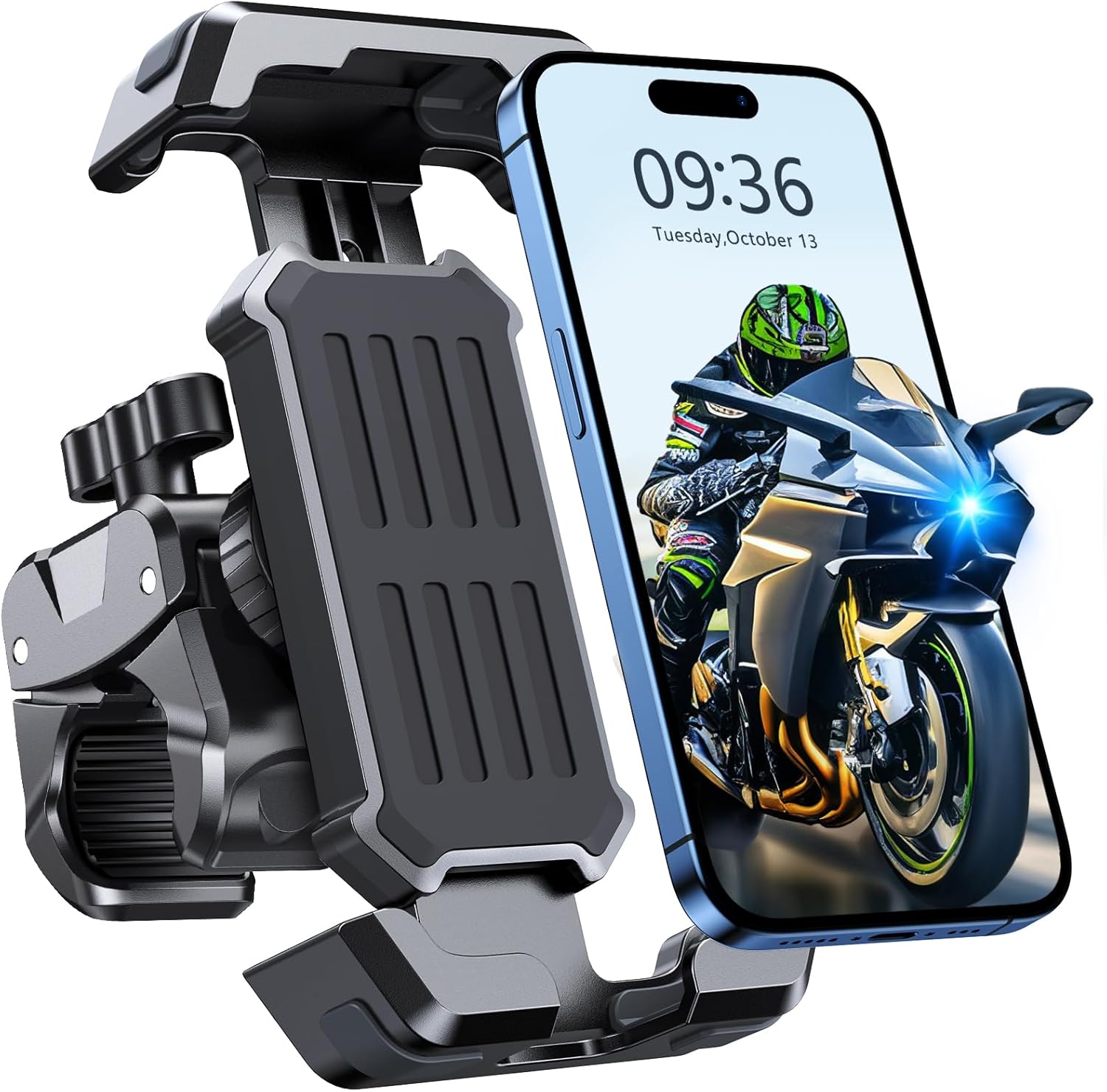 CIRYCASE Bicycle Phone Holder, [3S Installation & Ultimate Anti-Vibration ] Motorcycle Phone Holder, 360° Rotation & Improved Sturdy Handlebar Clip, Bicycle Phone Holder for 4.7-6.8 Inch Smartphones