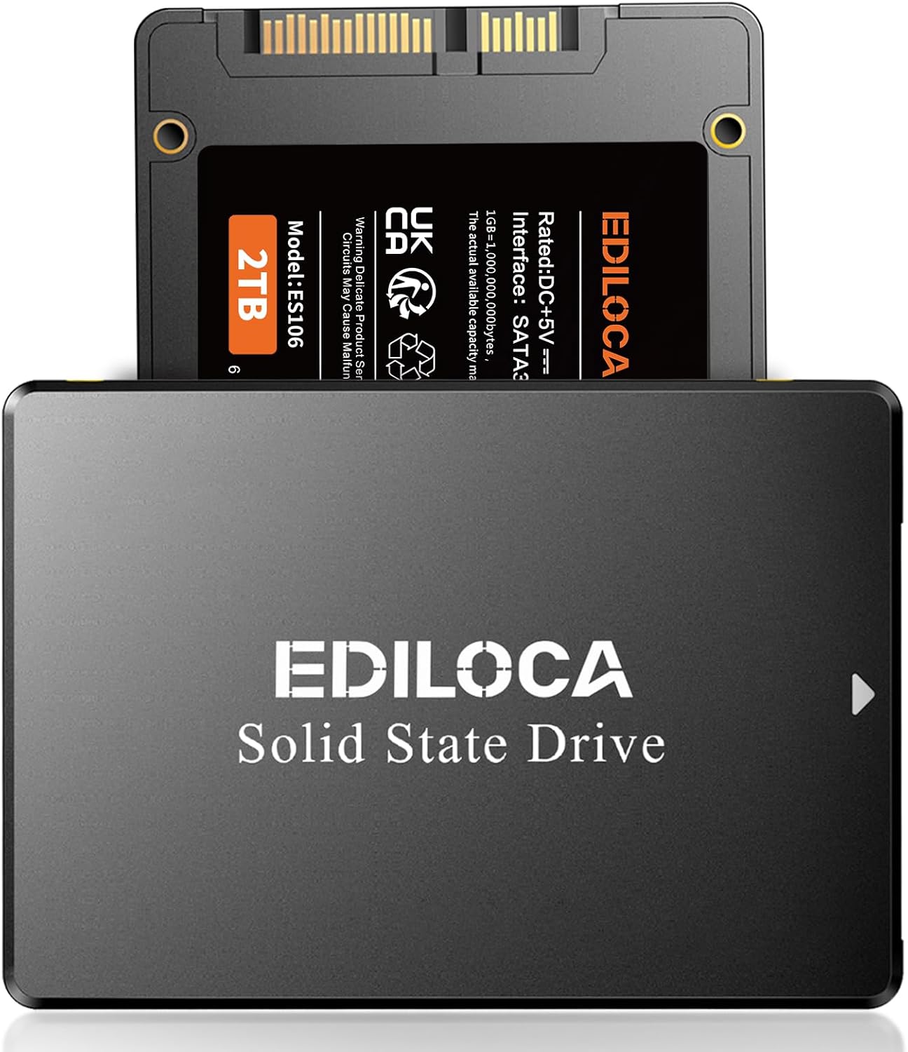 ES106 2TB SATA III Internal SSD Hard Drive 6Gb/s 2.5" 3D NAND up to 550MB/s Reading, Memory and Storage for PC or Laptop
