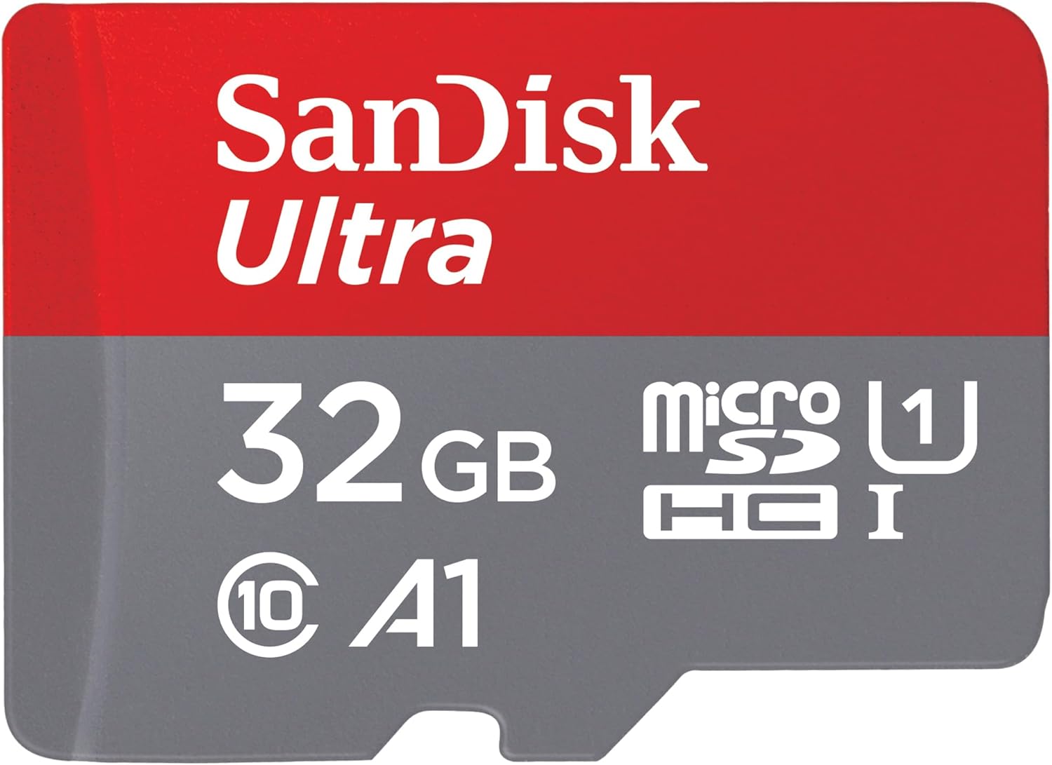 SanDisk Ultra 32 GB microSDHC Memory Card + SD Adapter with A1 App Performance Up to 120 MB/s, Class 10, U1, SDSQUA4-032G-GN6MA, Red/Grey