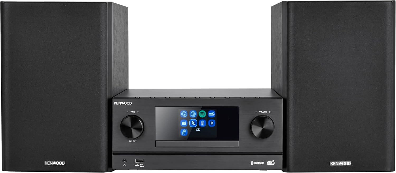 KENWOOD M-9000S-B Hi-Fi Micro System with CD, DAB+, Internet Radio, Spotify, FM, Bluetooth, USB and Large TFT Colour Display