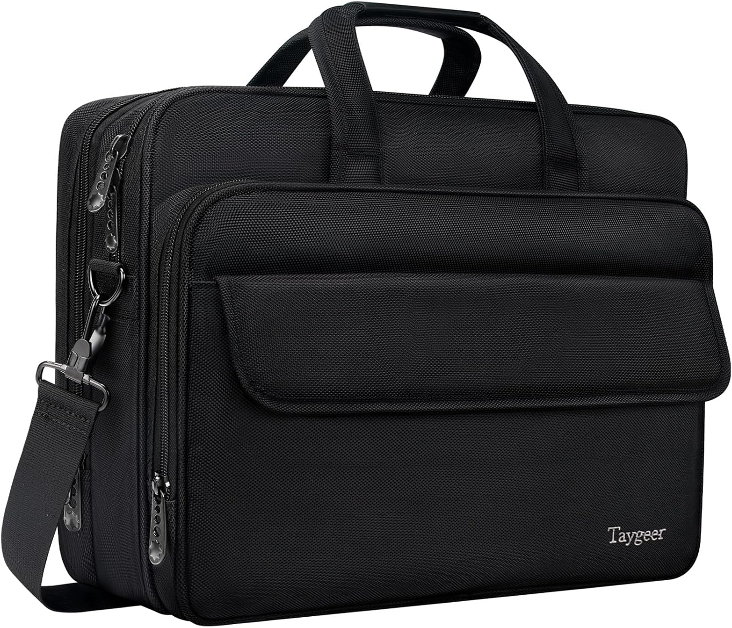 Taygeer Expandable Laptop Bag 17 Inch, Computer Messenger Bag, Water Resistant Travel Office Shoulder Bags for Men Carry on Briefcase Business Handcase, Black