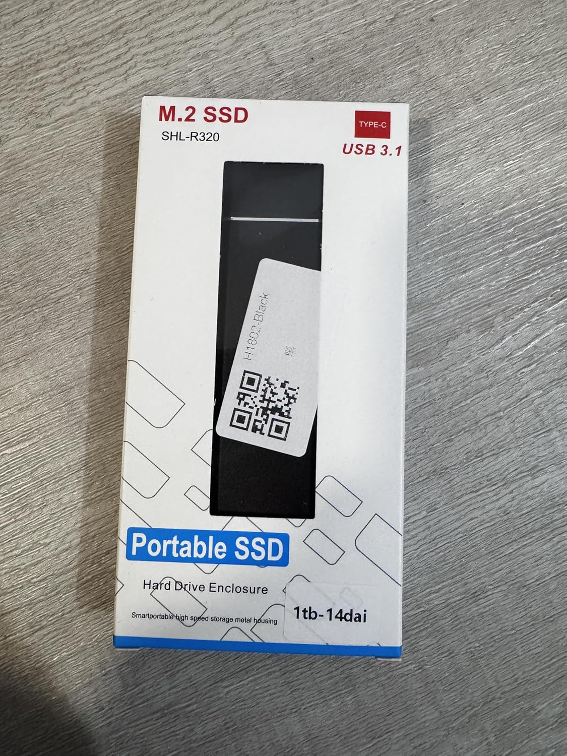 1TB SSD External Hard Drive HDD OTG Type-C Adapter Gift for Laptop (Black)