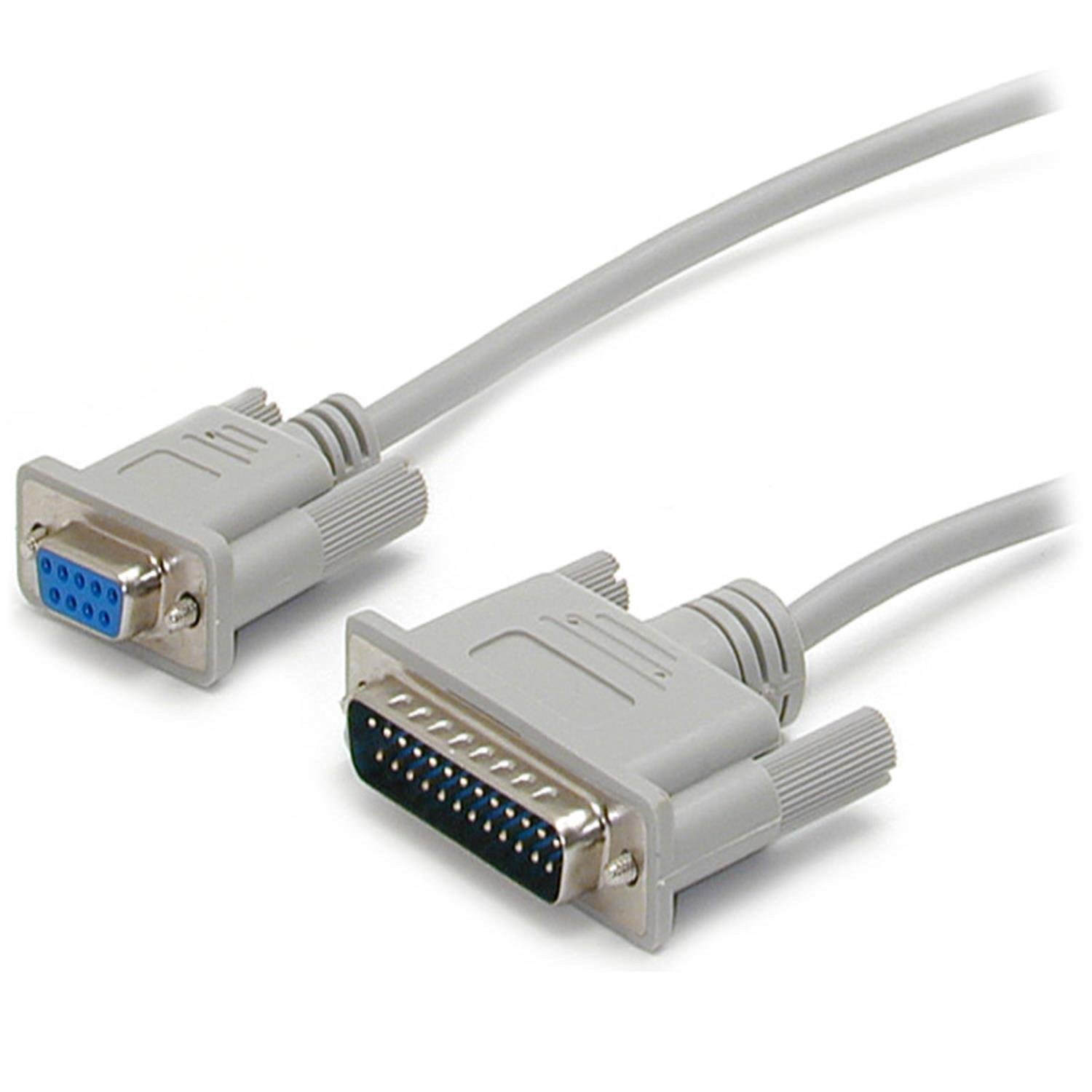 StarTech.com DB9 to DB25 Cross Serial Null Modem Cable 3m DB9 to DB25 Serial Cable F/M Grey (SCNM925FM)
