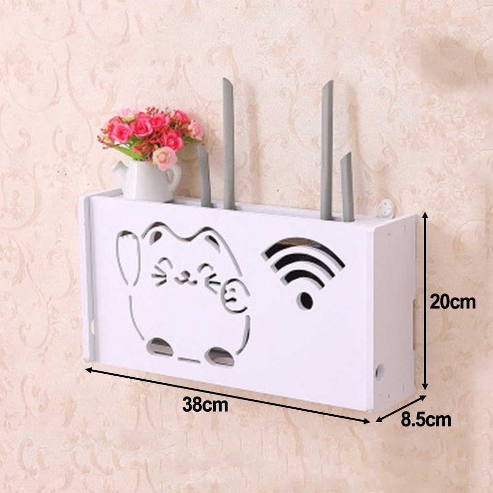 ZAMETTER WiFi Router Storage Boxes, PVC Storage Shelf, Wifi Wall Storage Box for Router Storage, TV Accessories (Large Kitten), JK3D0ADJ9T590LXH28P0J20L6CE