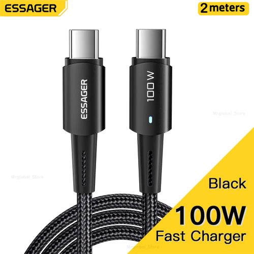 product_image_name-ESSAGER-Cable Type-C Type-C 100W PD pour téléphone, Charge Rapide, données, 2 mètres-1