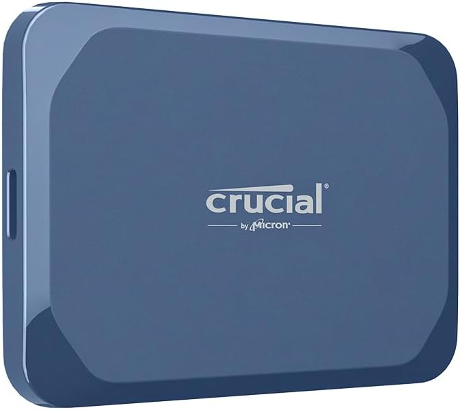 Crucial X10 8TB Portable External Solid State Drive, Up to 2100MB/s, USB-C 3.2 Gen2, IP65 Rated Dust and Water Resistance, External Hard Drive, Matte Blue - CT8000X10SSD9-02