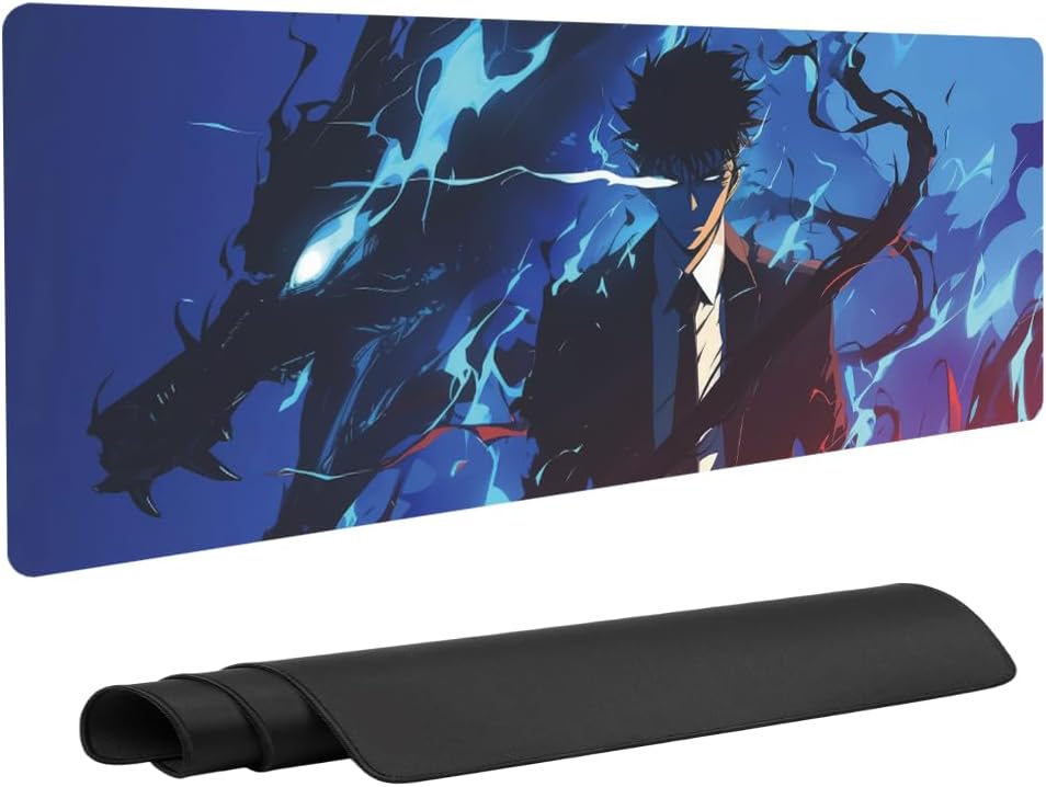 Solo Leveling Mouse Pad, Anime Office Accessories, Mouse Pad, Large Table Base for Desktop, Laptop, Gaming Mouse Pad, Gift 800 x 300 mm, 3 mm (C)