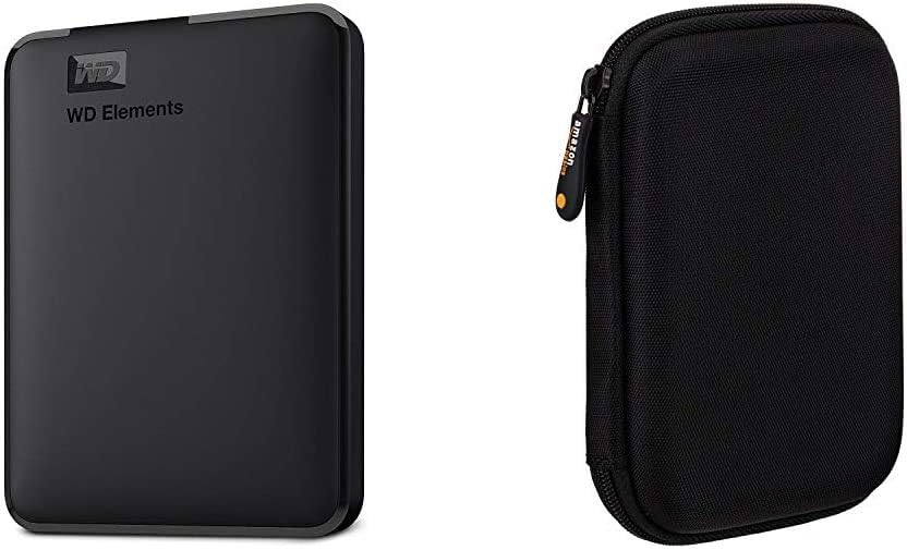 Western Digital WDBUZG0010BBK-WESN External Hard Drive 1 TB USB 3.0 & Amazon Basics Case for External Hard Drive