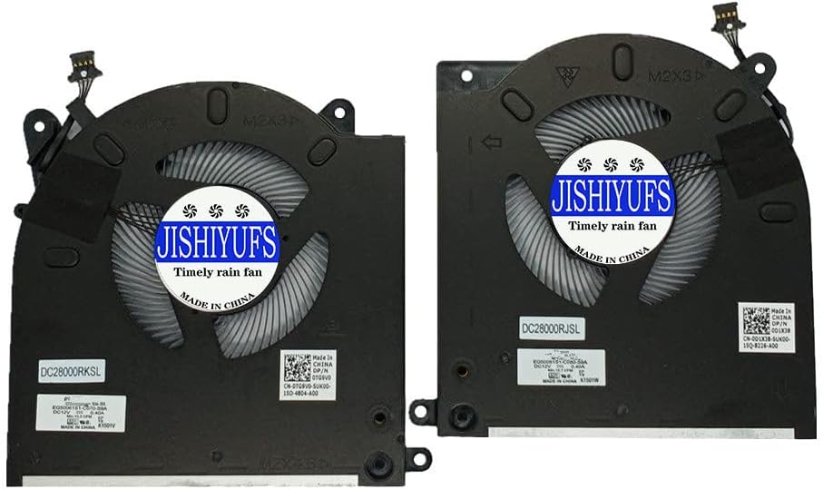 JISHIYUFS Replacement New CPU+GPU Cooling Fan for Dell Alienware M15 R3 R4 RTX3080 AWm15-7272WHT AWM15R4-7689WHT 0D1X38 0TG9V0 EG50061S1-C070-S9A EG50061S9A EG50061S1 1-C08 0-S9A DC12V