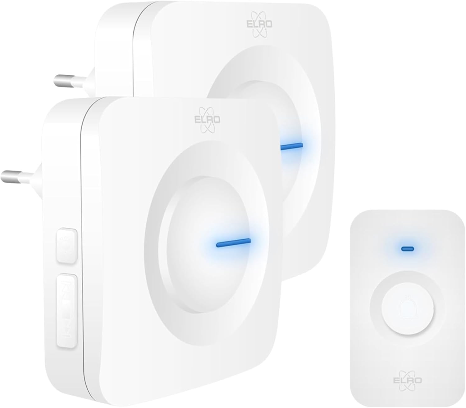 ELRO DB3000 Wireless Doorbell - with 2X Plug-in Receiver - without Battery - 64 Melodies - Wireless Distance: 300 m - White