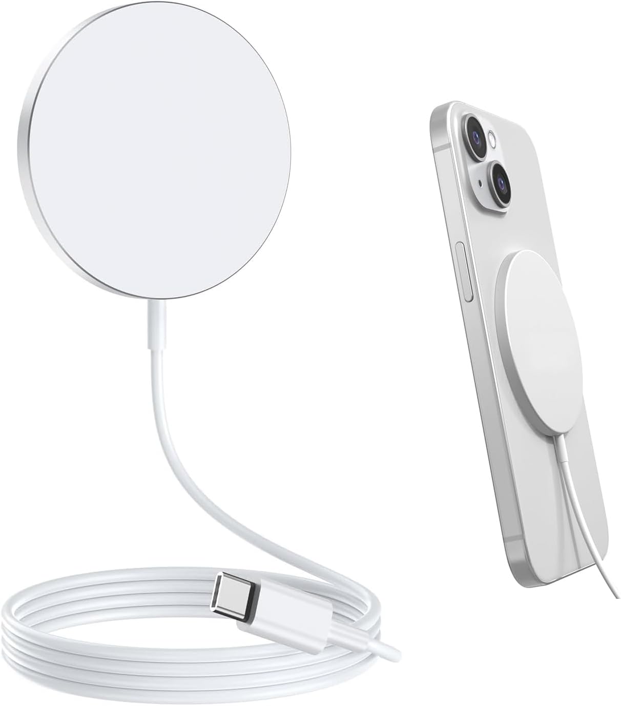 Wireless Charger for iPhone 15W, Fast Charger Compatible with MagSafe for iPhone, Magnetic Charger to USB‑C for iPhone 15/15 Pro/15 Pro Max/14/13/12/11/X/XS/SE/XR/AirPods