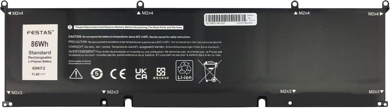 69KF2 Battery Compatible with Dell XPS 15 9500 Precision G15 5510 5511 5515 5520 5550 Alienware M15 R3 R4 M17 R3 R4 Series 8FCTC DVG8M P8P1P M59JH 70N2 F Laptop Computer