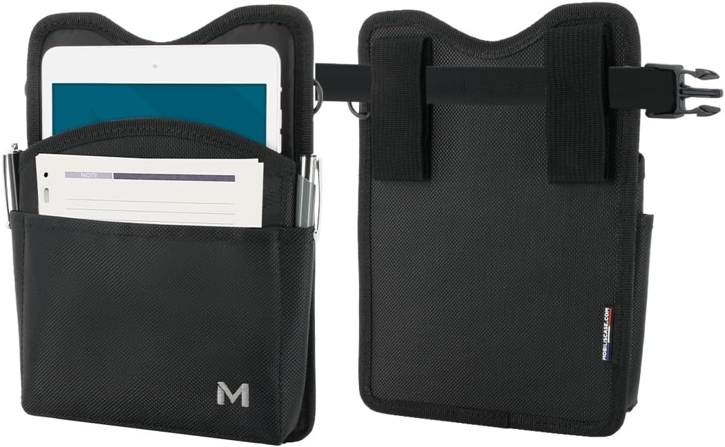 MOBILIS Holster for 10-11 Inch Tablet with Belt, Stylus Holder and Pouch Accessories Textile Carrying Case for Tablet 24 x 17 x 2.5 cm Easy Access System, Black