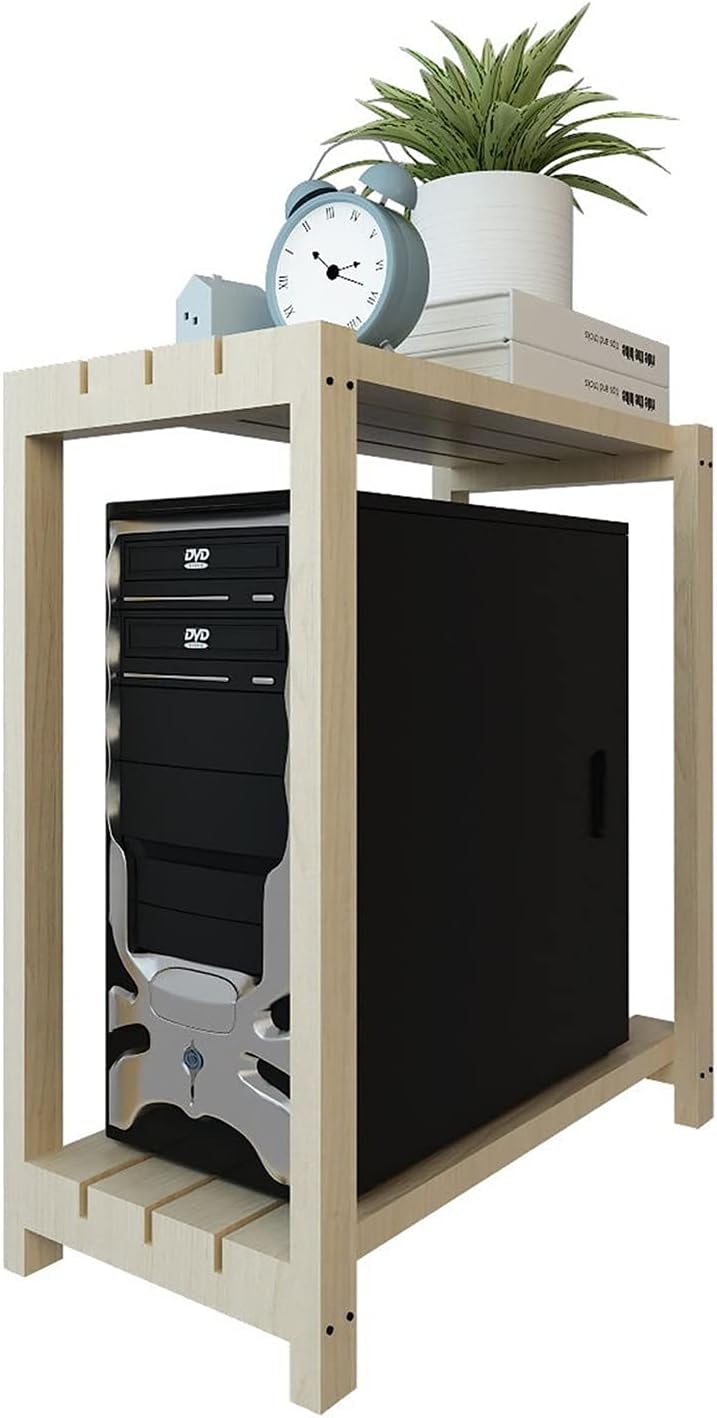 Support pour CPU CPU Chariot de bois, bois Pc Stand de Tower Stand 2-Tier Mobile Pc Stand de tour, design universel Convient au bureau Pc Cas de tour Support d'unité centrale