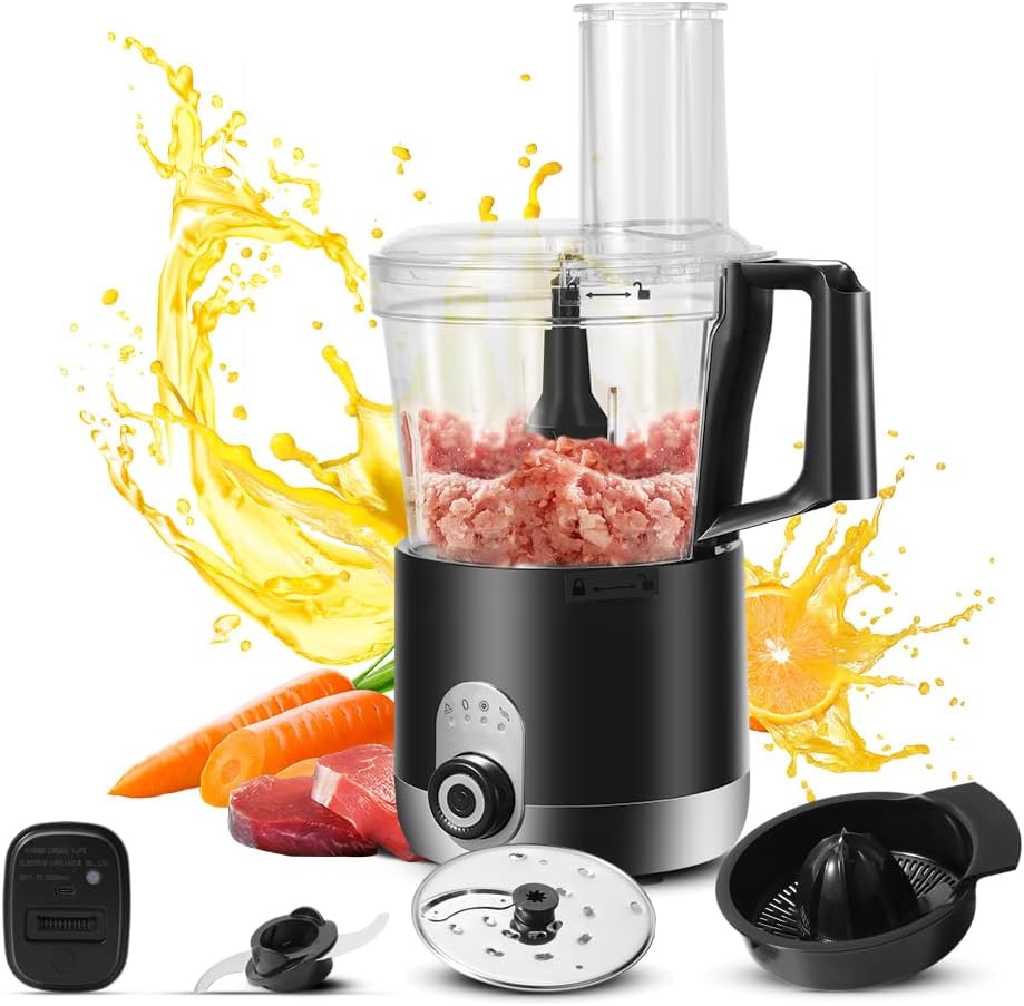 Multifunctional food processor, food processor with 4 programs, 1.2 L multifunctional food processor, 200 W, chop, puree, slice, mix, stainless steel blade, chopper blender