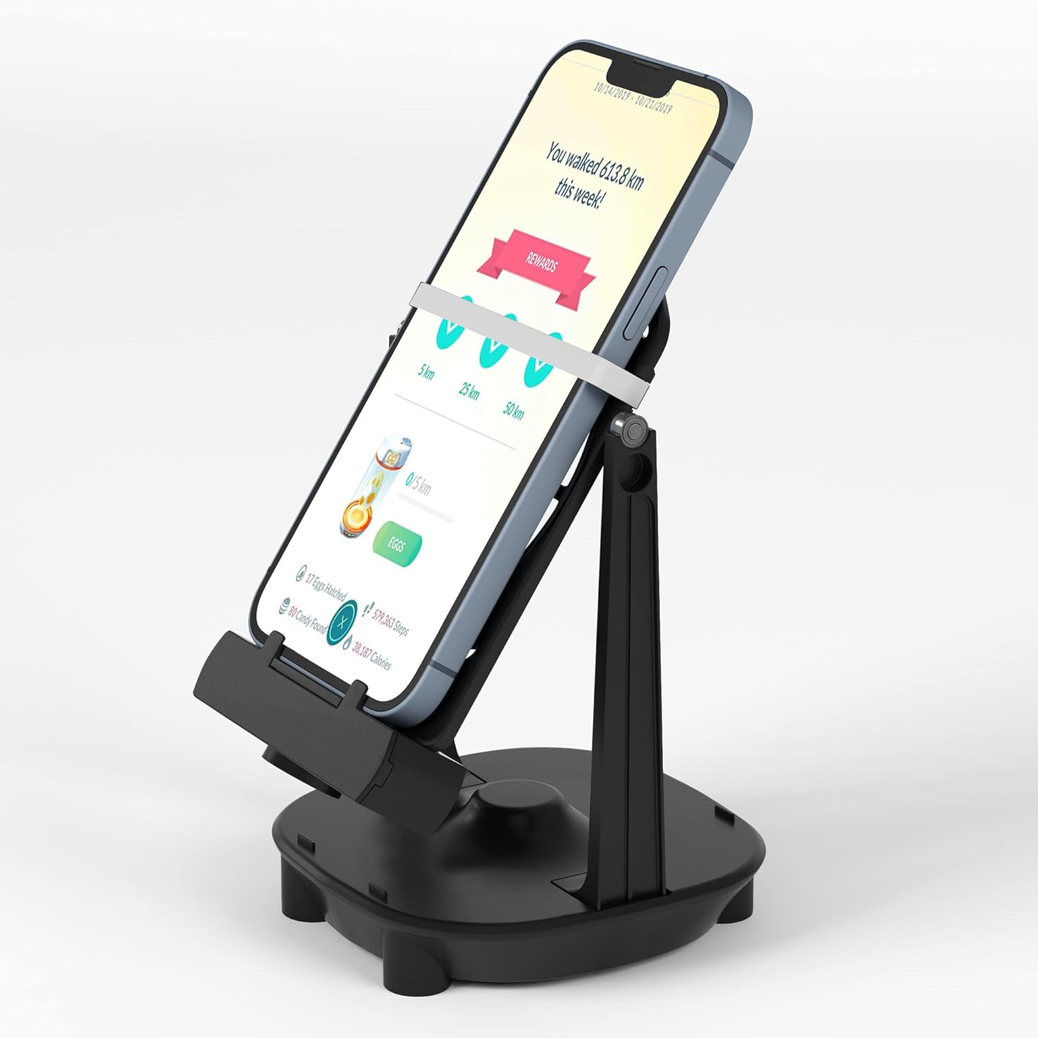 NEWZEROL Pedometer Mobile Phone Compatible with WeWard/Pokemon Go/Pokemon Go Plus, [Hatching Eggs or Sweets Friends] [Mute Version] Equipment Accessory for Quick Access Steps – Black