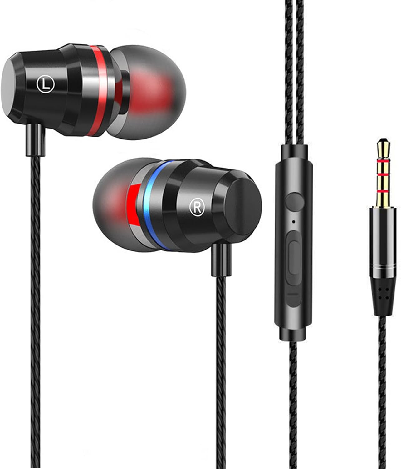 Van Ness Wired Earphones with Microphone and Volume Control, Wired Stereo Noise Cancelling Earphones Compatible with Most 3.5 mm Devices for iPhone, Android, MP3 etc. Black