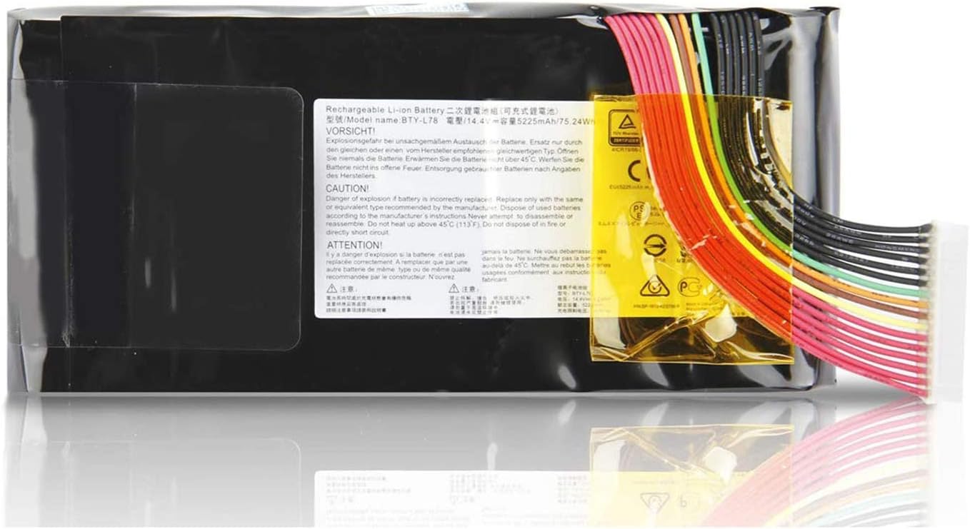 BTY-L78 Laptop Battery Replacement for MSI GT62VR 6RD 6RD-033CN 6RD-093XCN GT73 GT73VR 6RE-013CN GT80 2QC-221CN GT62VR 7RD Dominator Titan GT80S GT83 GT83VR GT83(14.4V 75.24 cm Wh)
