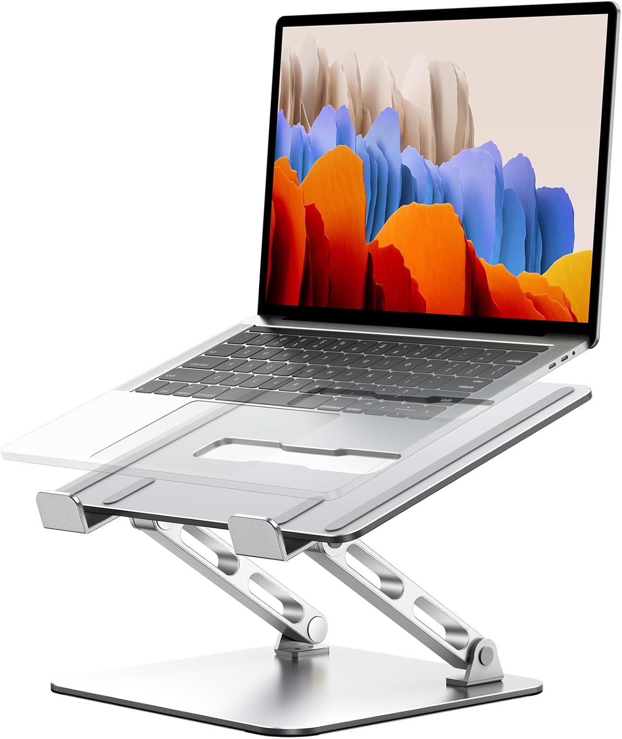 Babacom Laptop Stand Dual Adjustable Durable Bars, Ergonomic Laptop Stand Desk Ventilated Cooler Laptop Stand Compatible with MacBook Pro Tablet (10-16 Inches)