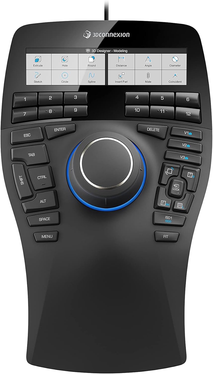 3Dconnexion SpaceMouse Enterprise - 3D Mouse - 31 Buttons - Wired - USB, Black