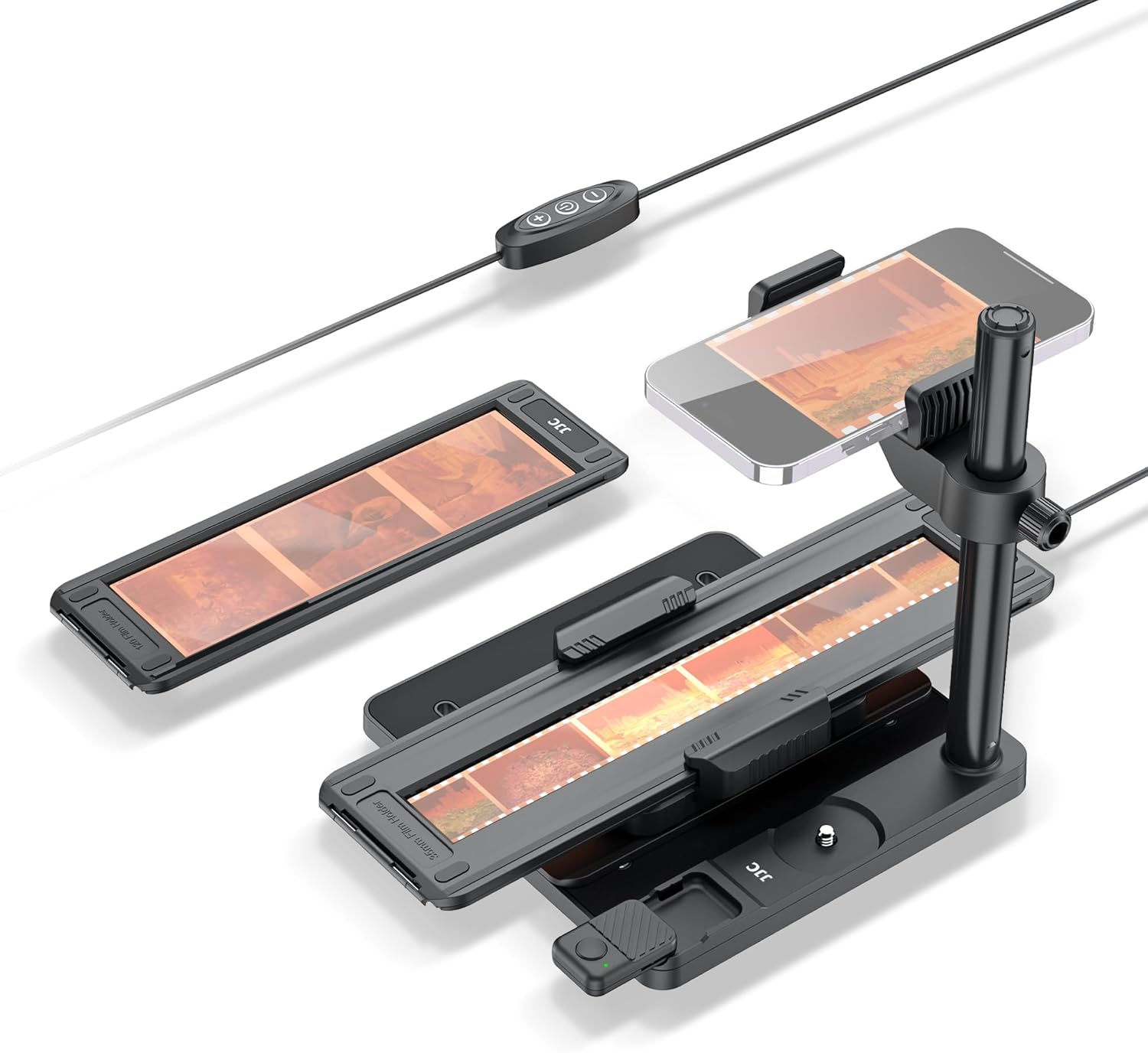 JJC Mobile Scanning Adapter for Photo Slides, Negative Copy and Film Viewer with Light Panel and Stand 35mm