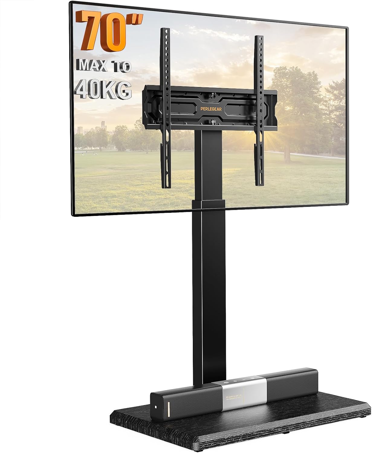 PERLEGEAR TV Stand for 30″-70″ TVs, Adjustable TV Stand with Swivel and Tilt, 8 Adjustable Heights, VESA 75x75mm to 400x400mm, Maximum Load 40kg