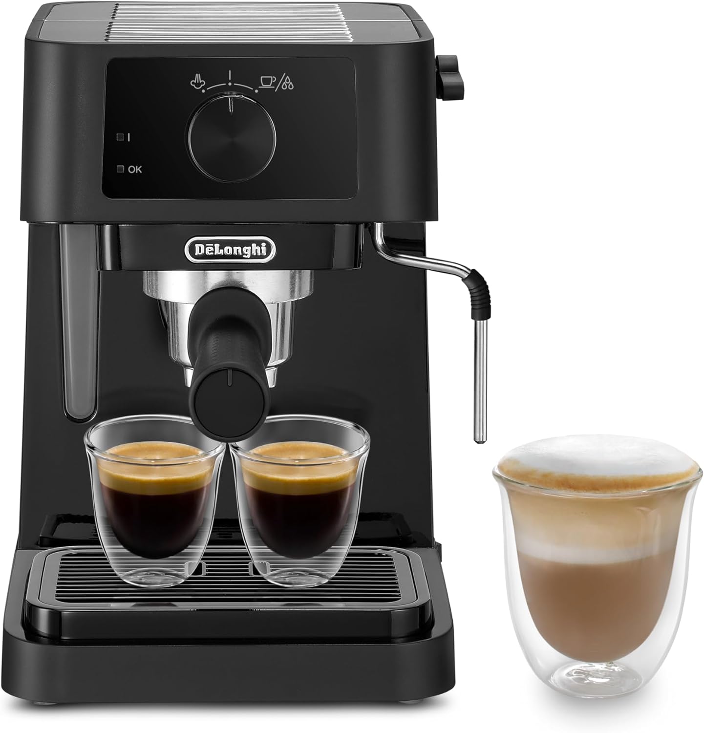 De'Longhi Stilosa EC230.BK Espresso Machine with Barista Bar, Coffee Maker and Cappuccino Machine, Black, 1100 W