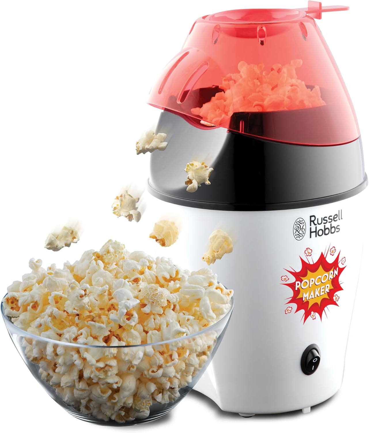 Russell Hobbs Popcorn Machine [Healthy Cooking: No Fat and Oil] Fiesta (1200W, Large Capacity, Easy to Clean, Measuring Spoon) Hot Air Popcorn Machine 24630-56