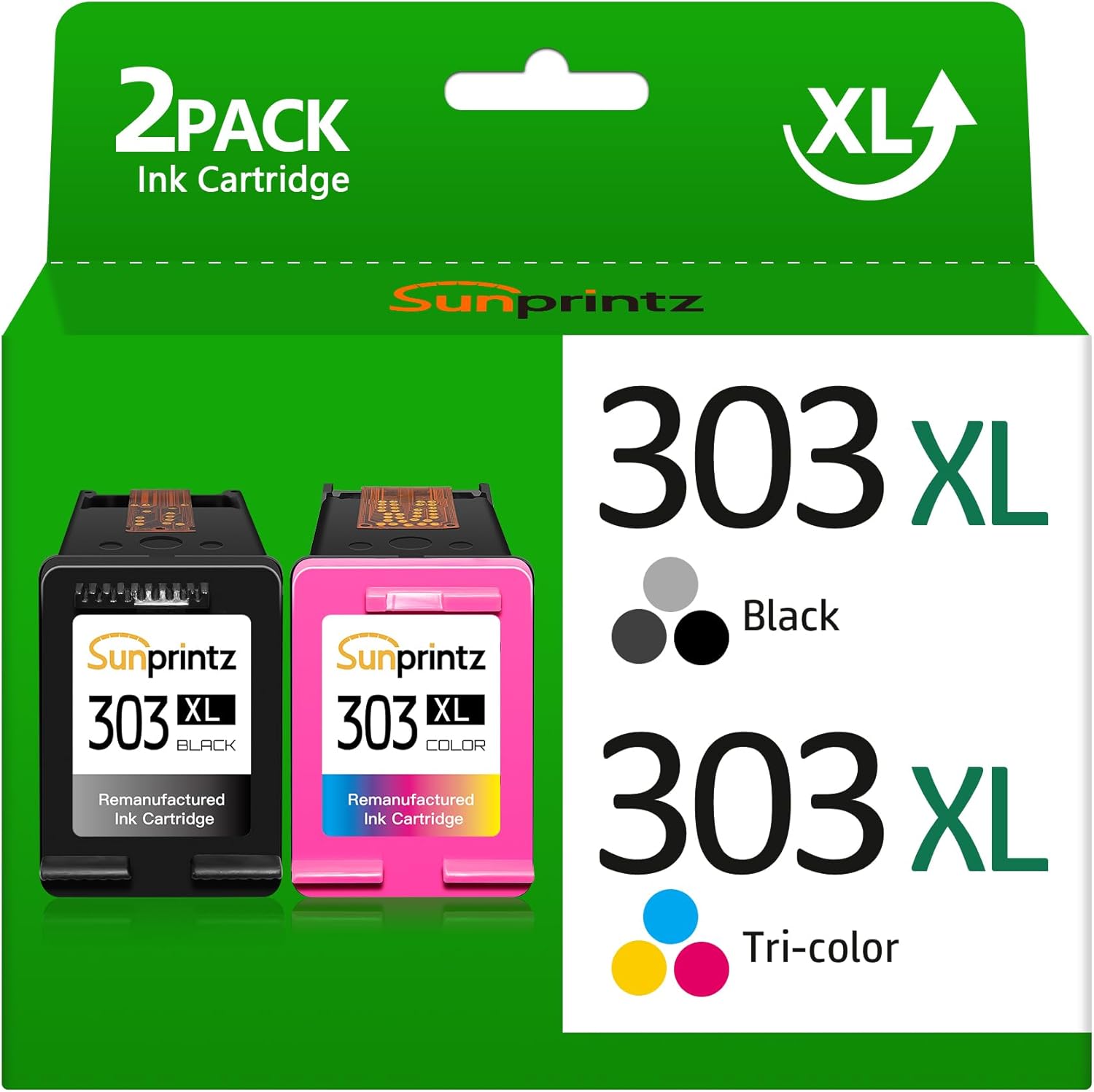 SUNPRINTZ 303XL Black and Colour Print Cartridges for HP 303, for HP 303XL for HP Envy Inspire 7200e 7220e 7900e 7920e, for Envy Photo 6200 6230 7800, for Tango X Smart Printer