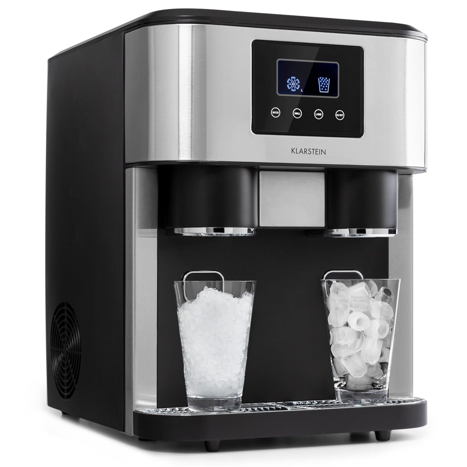 Klarstein Ice Maker for Home, 1.8L Capacity, Quickly Produces Up to 15kg of Crushed Ice Cubes or Balls, Ice Maker, Ice Maker with Alarm, Easy to Clean Machine