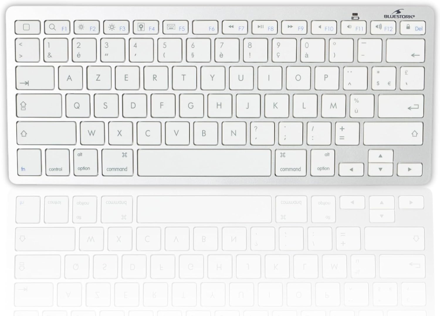 Bluestork Wireless Bluetooth Keyboard for Mac, MacBook Pro, Air, Mini, iMac, iPad Air 4/3, iPad Pro 12.9/11, Mini, iPhone - Mini French AZERTY Keyboard Mac, Compact, Ultra-Slim, Lightweight, Quiet