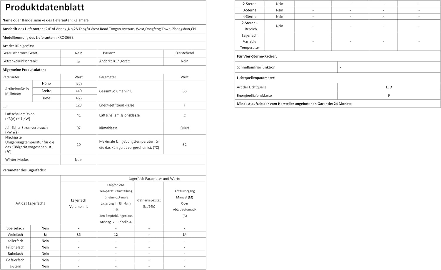 Kalamera KRC-86GE Beverage Refrigerator with Touch Control Panel, Cooling Zone 3-18°C, Bottle Fridge 86 Liters, Blue LED Interior Lighting, 41 dB