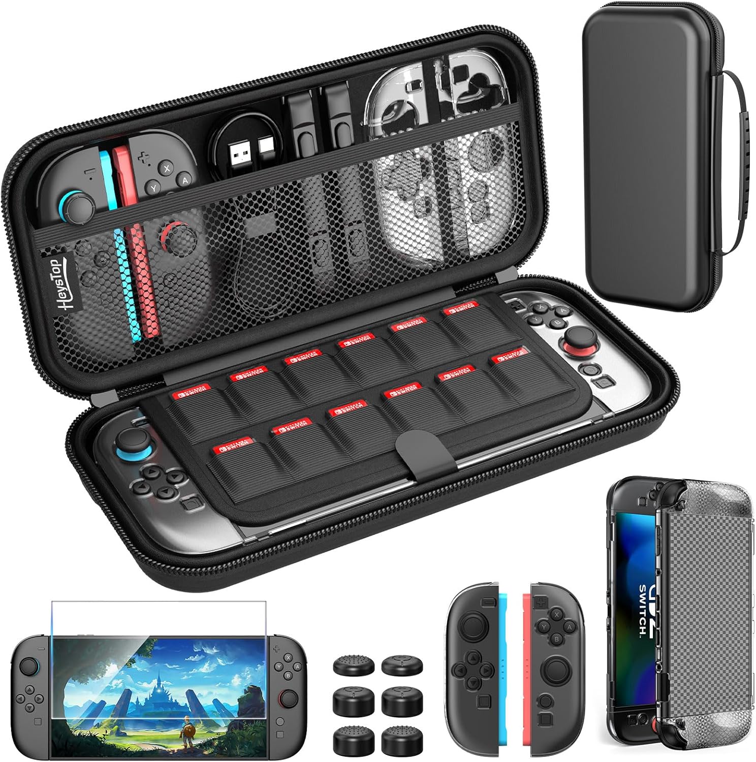 HEYSTOP Protective Case for Nintendo Switch 2, Portable Case Kit with PC Shell and TPU Cover for Nintendo Switch 2 Joycon, Can Contain a Variety of Switch 2 Accessories