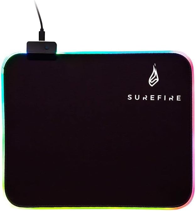 Surefire Silent Flight RGB-320 Gaming Mouse Mat I 320 mm x 260 mm x 3 mm I Mat with LED I Waterproof & Non Slip I Microtextured Fabric Surface I Gaming Accessories I Powered by Verbatim