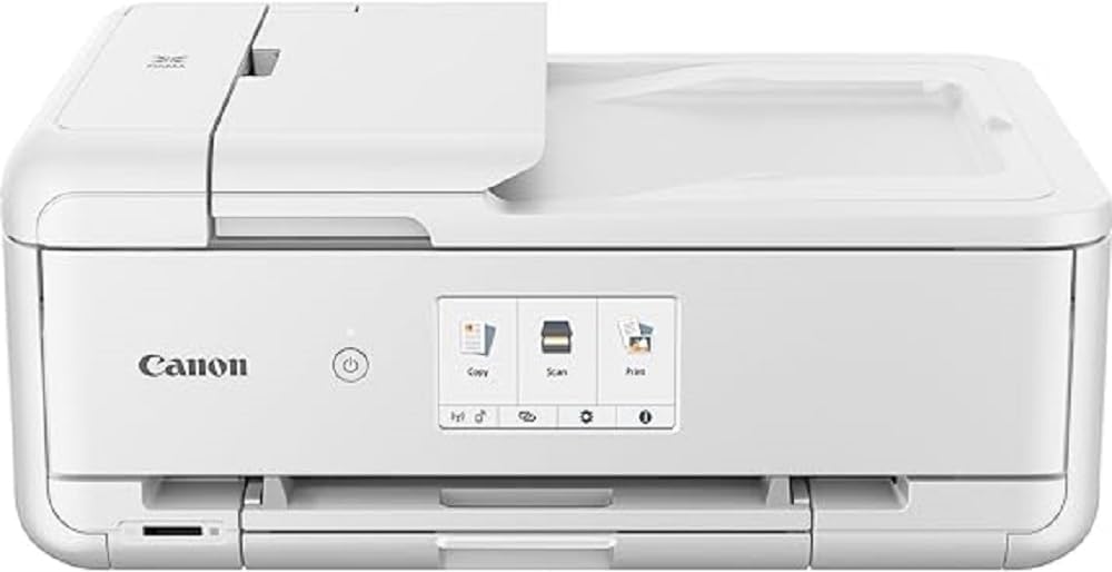Canon PIXMA TS9551a Drucker Farbtintenstrahl Multifunktionsgerät DIN A4 A3 (Drucker A3, Scanner, Kopierer, 5 separate Tinten, WLAN, LAN, Print App, 2 Papierzuführungen, Duplexdruck) weiß