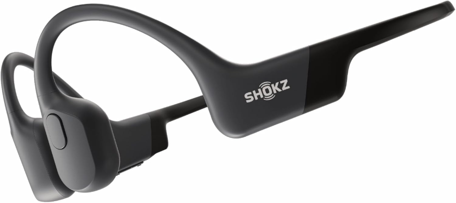 SHOKZ OpenRun Bone Conduction Headphones, Bluetooth Earbuds Free Ears for Sports with Microphone, IP67 Waterproof Wireless Headphones, 8 Hours of Battery Life, USB-C, Sports Headband, Black