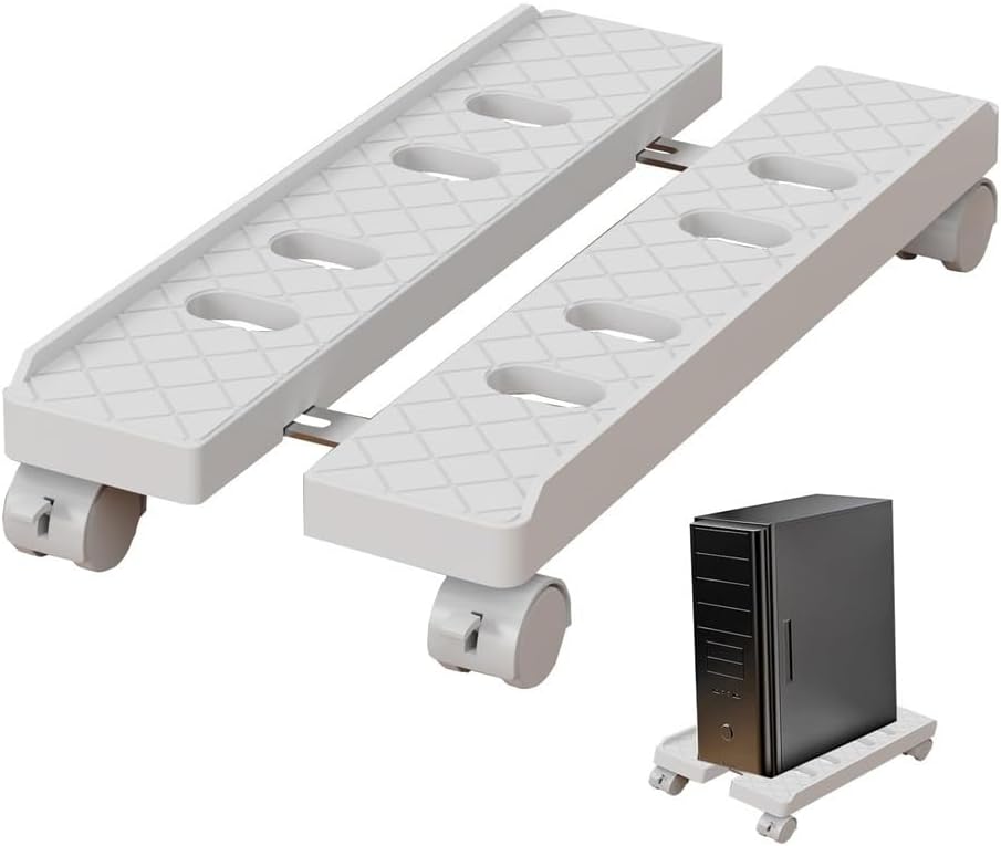 Xilin-872 Support pour CPU Support PC Mobile, Tour PC réglable en Largeur, Support CPU ventilé, Compatible avec la Plupart des PC Support d'unité Centrale(Blanc)