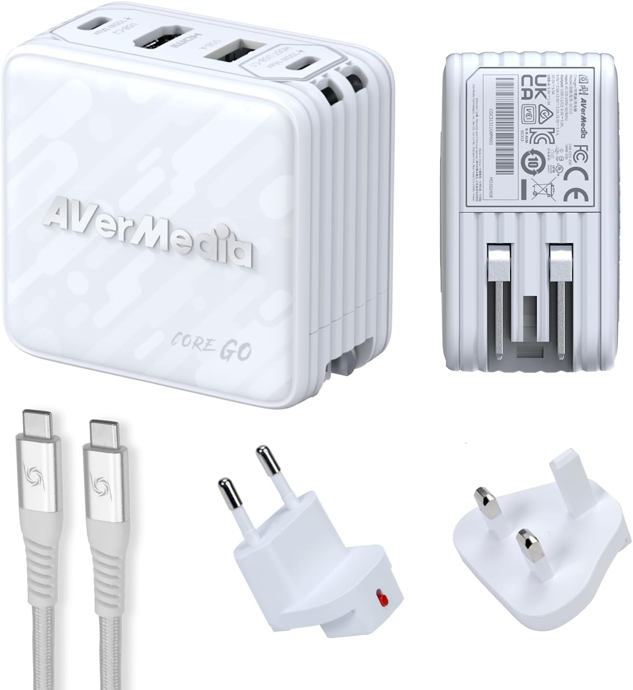 AVerMedia Portable Charger for Nintendo Switch, Quick Charge GaN 100W, 4K60 HDMI Docking Station for TV, Laptop, PC, Gaming Accessories, UK & EU Adapters Included, Core GO GC313