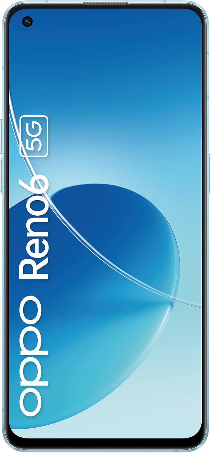 OPPO Reno6 Unlocked 5G Smartphone - 5G Mobile Phone - 8GB RAM 128GB Storage - Triple 64MP Photo Sensor - Pro Portrait Mode - Video Focus - Quick Charge - Long Battery Life - Blue