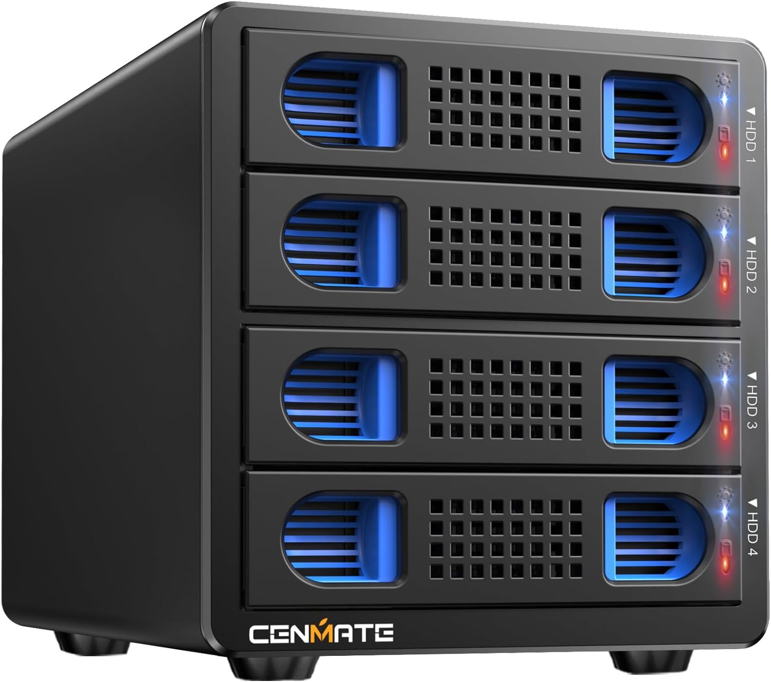 Hard Drive Enclosure, 10Gbps Aluminum 4 Bay HDD Enclosure with Fan, 2.5/3.5 SATA HDD/SSD with USB A/C 3.2, Hot Swap Support, DAS (No Raid/NAS)