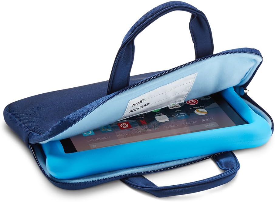 NuPro Housse zippée pour tablettes Fire 7 Kids Edition Bleu marine/bleu