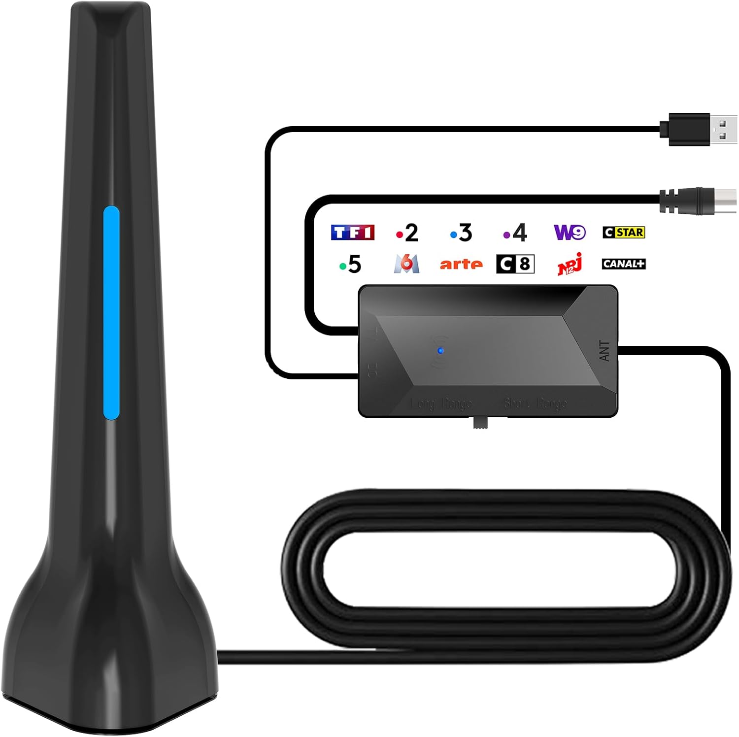 Powerful TNT HD Indoor TV Antenna - Powerful TNT HD 2025 Indoor TV Antenna with Magnetic Base, Compatible with Portable 4K 1080P with Signal Amplifier