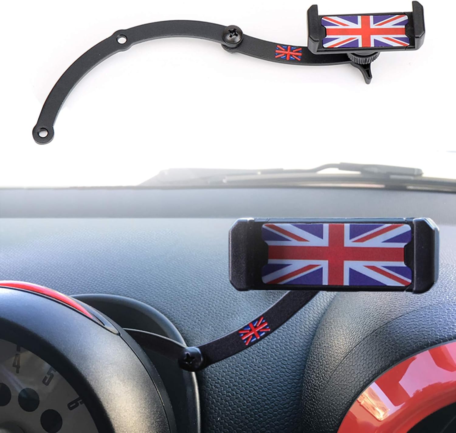 FIEMACH Mini Cooper 360° Invisible Foldable Mobile Phone Holder for Mini Cooper R55 R56 R57 R60 R61 (Mini R)