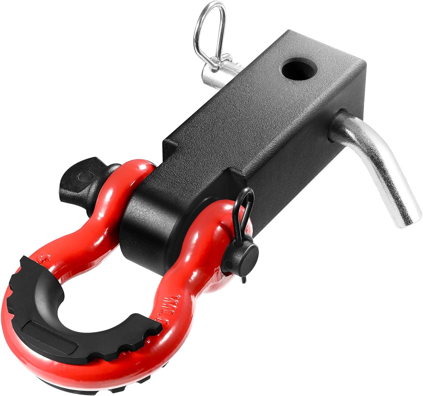 VEVOR Shackle Hitch Receiver 50mm Break Resistance 24T D-Ring Lock Trailer Hitch for Trucks, Jeeps, Off-Road Vehicle Recovery