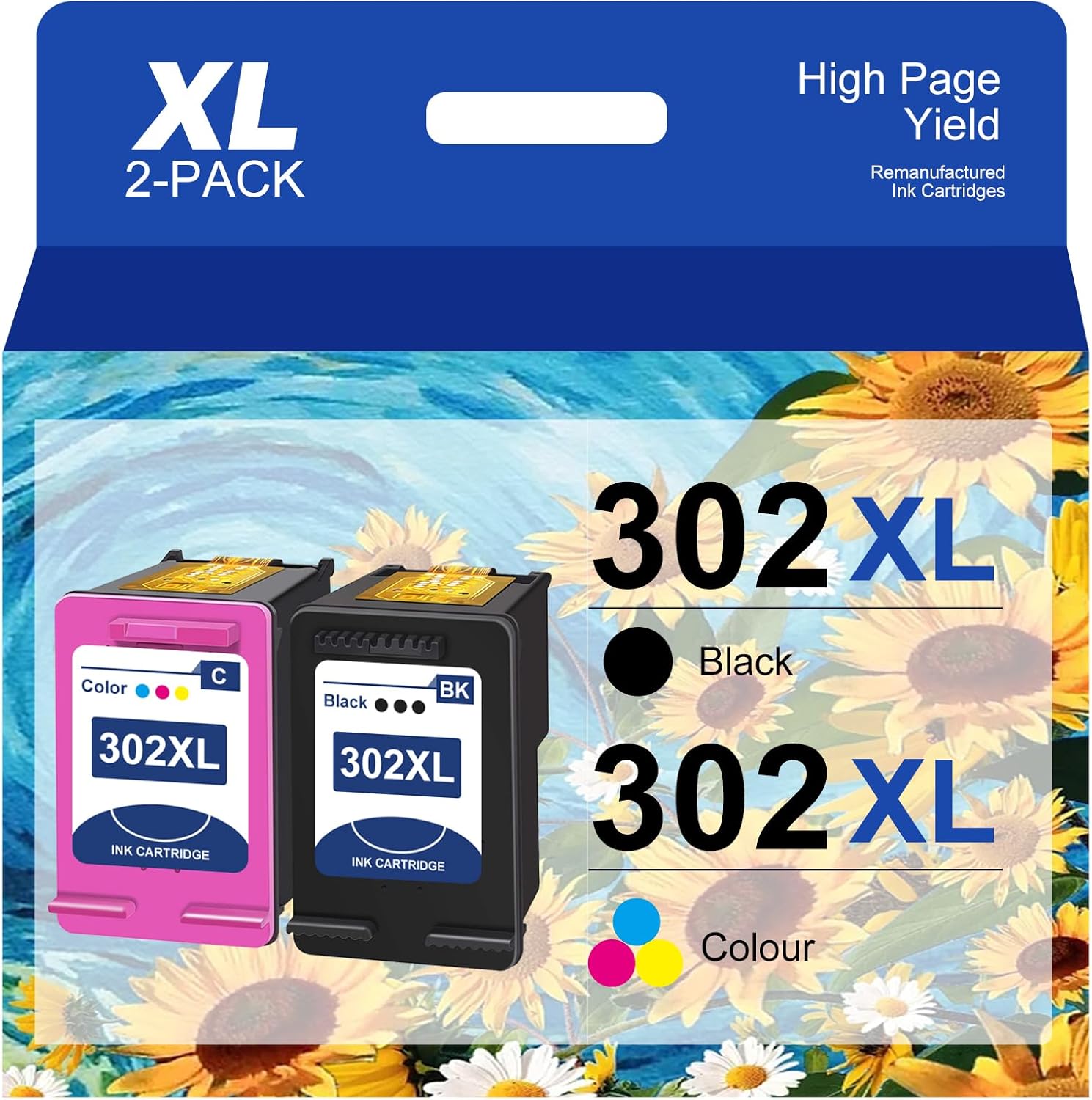 CJTR 302XL Replacement Cartridge / 302 XL Black and Colour / for Officejet 3830 3831 3833 3835 4650 5220 5230 5232/ Envy 4520 4521 4524 4525 4527 4528/ DeskJet 302XL 630 3 632 3636 3639 2130