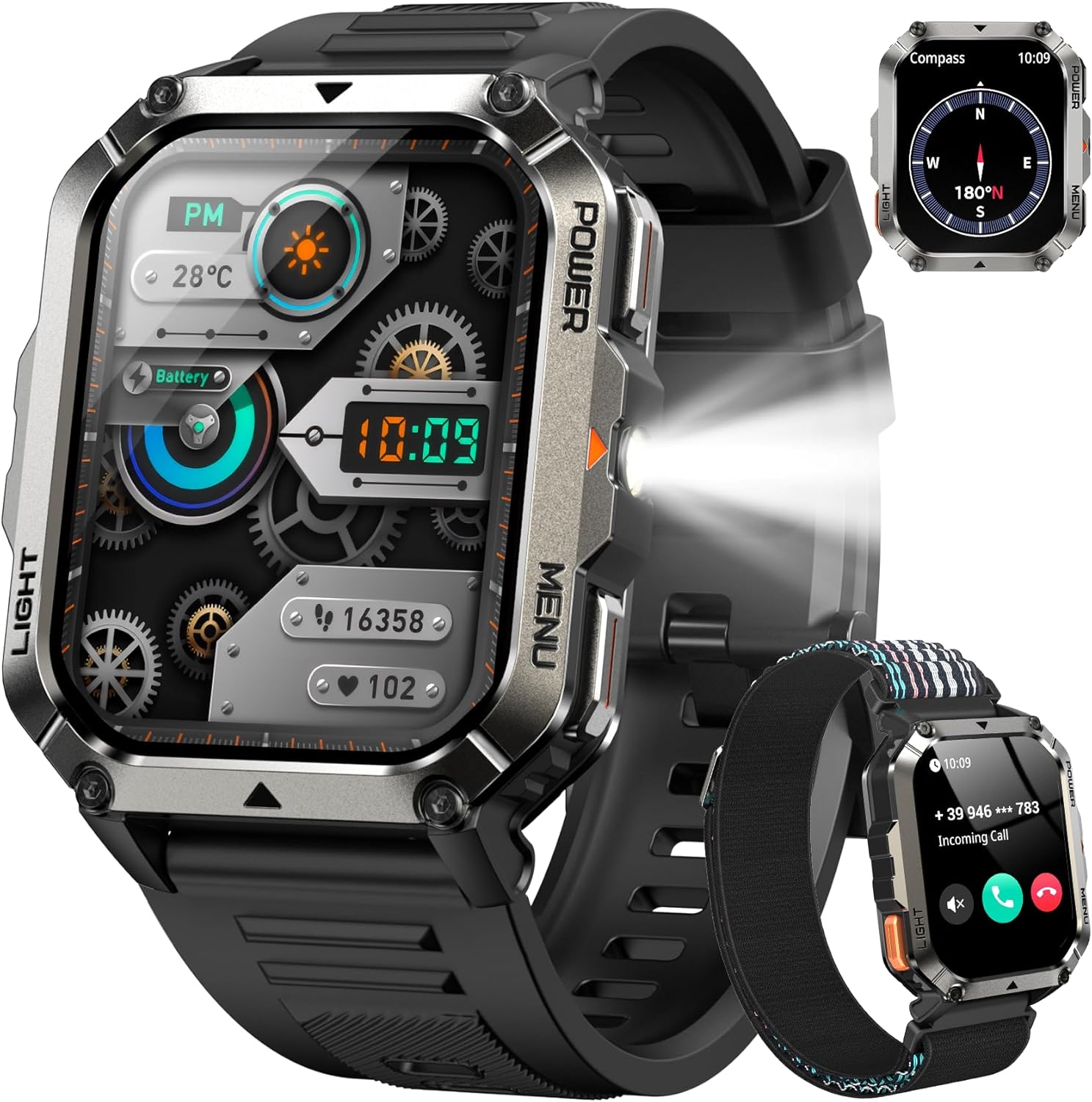 IOWODO W70pro Men's and Women's Smart Watch, Illumination, 900 mAh Battery, 2.01 Inch TFT Tacile Screen, Bluetooth Calling, Heart Rate / SPO2, Sleep Analysis, 100+ Sports Modes, for Android/iOS (Black