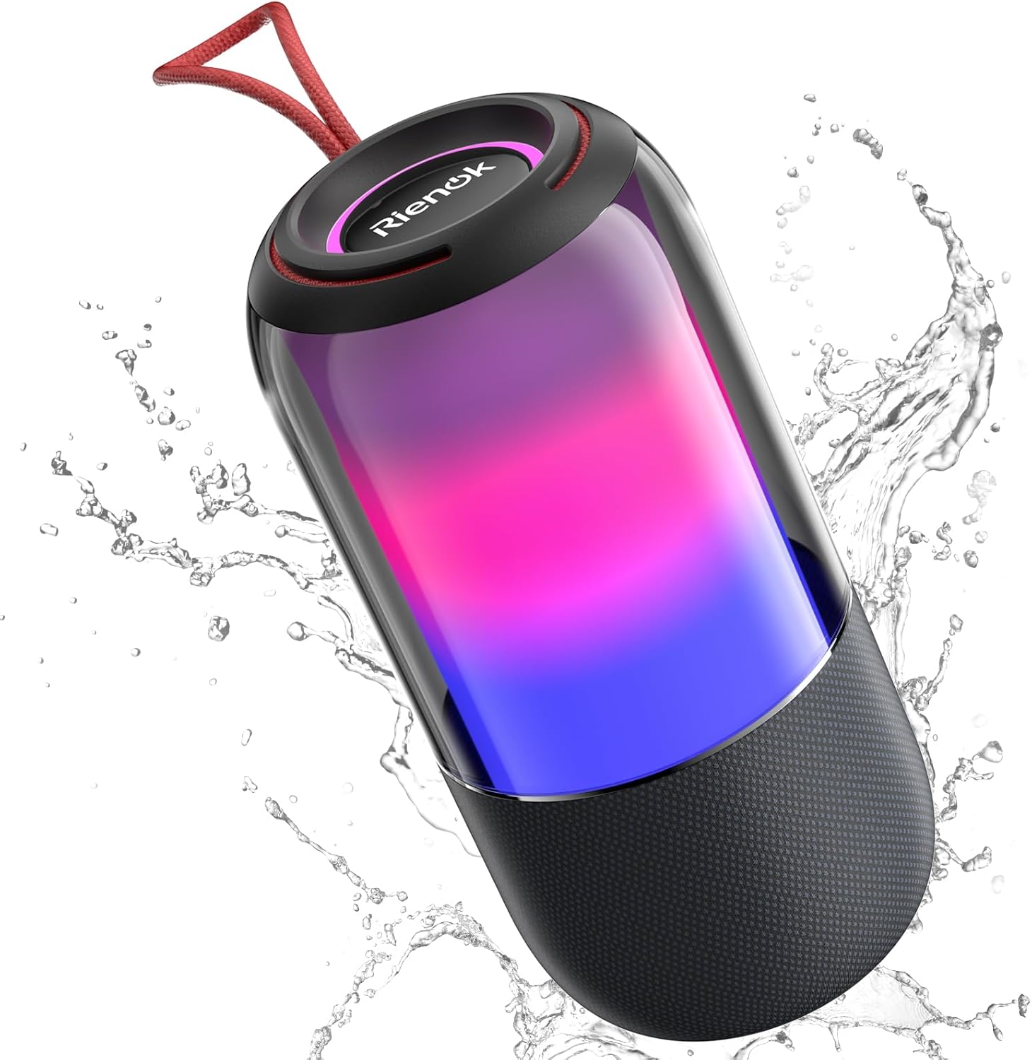 RIENOK Portable Bluetooth Speaker, Luminous Speaker Powerful 4000 mAh, Battery Life 20H, Bluetooth 5.3, TF Card Port, Hands-Free Call for Work, Party, Hiking, Travel, Outdoor